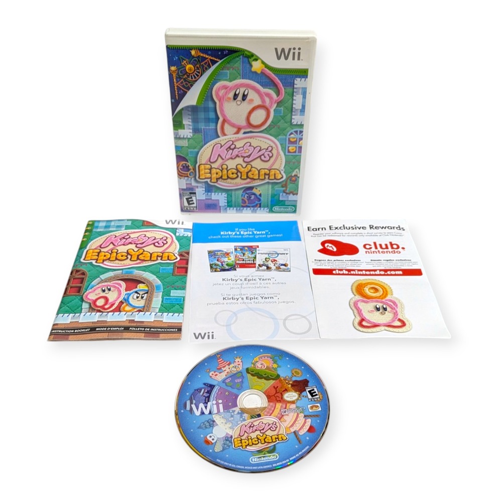 Kirby's Epic Yarn Nintendo Wii 2010 Complete CIB Platformer Video Game RVL-RK5E